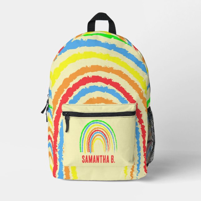 Name des Regenbogens Streifen Bedruckter Rucksack (Vorderseite)
