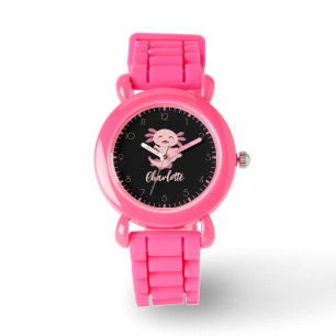 Name des rosa Axolotl Monogramms Armbanduhr
