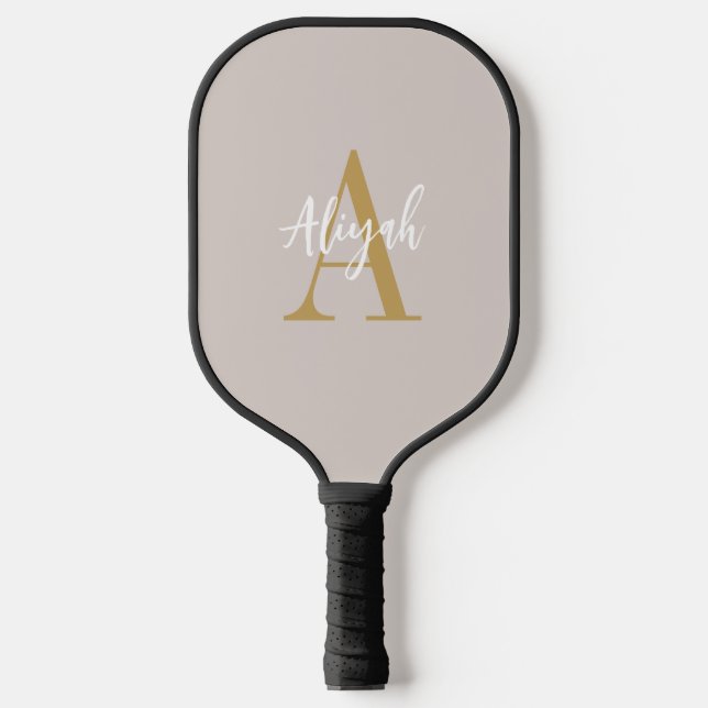 Name des rosa Monogram-Skriptes Pickleball Schläger (Vorderseite)