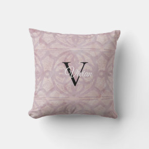 Name des rosa Watercolor-Batik-Monogramms Kissen