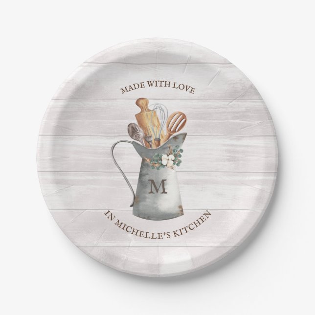 Name des rustikalen Bauernhauses Pappteller (Vorderseite)