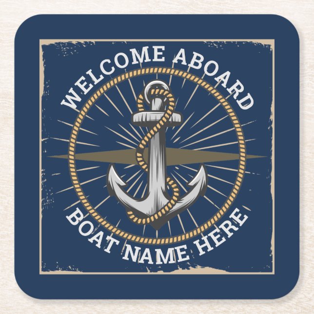 Name des Schiffes an Bord des Schiffs Rechteckiger Pappuntersetzer (Vorderseite)