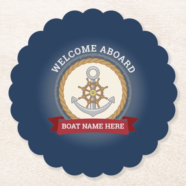 Name des Schiffes an Bord des Schiffs Untersetzer (Vorderseite)