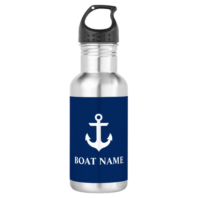 Name des Schiffes Anchor Blue Stnls Edelstahlflasche (Vorderseite)