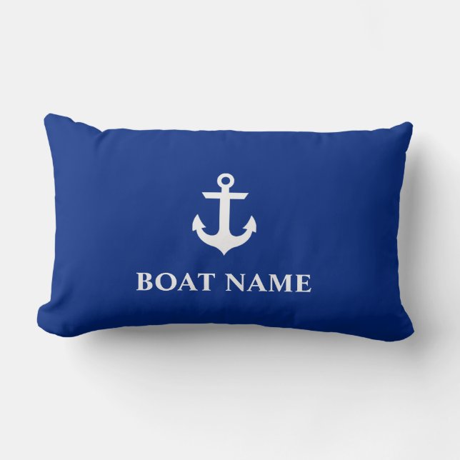 Name des Schiffes Anchor Lumbar Pillow Blue Lendenkissen (Vorderseite)