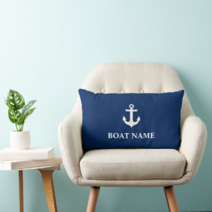Name des Schiffes Anchor Lumbar Pillow Navy Blau Lendenkissen