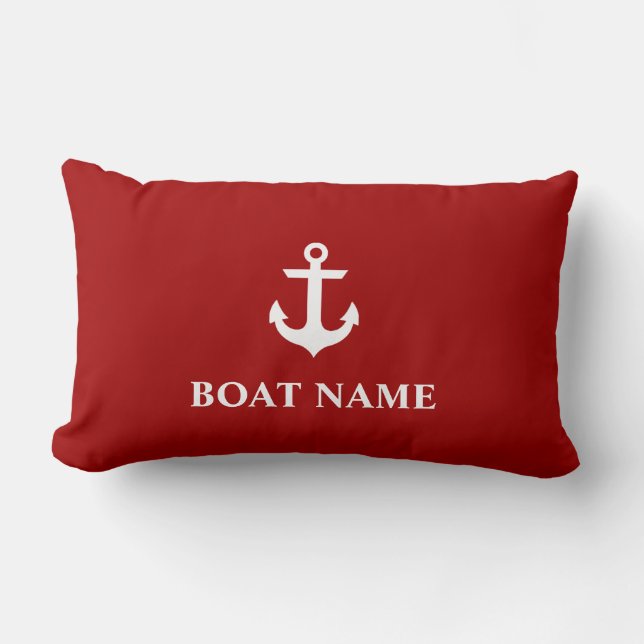 Name des Schiffes Anchor Lumbar Pillow Red Lendenkissen (Vorderseite)