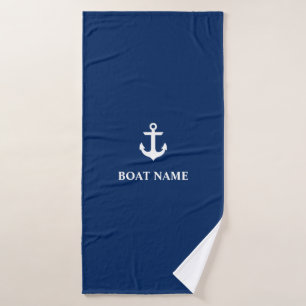 Name des Schiffes Anchor Navy Blue Badehandtuch