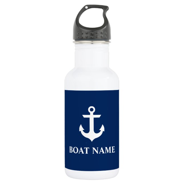 Name des Schiffes Anchor Navy Blue Trinkflasche (Vorderseite)
