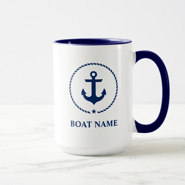 Name des Schiffes Anchor Rope Blue Large Tasse (Rechts)