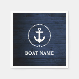 Name des Schiffes Anchor Rope Blue Wood Serviette