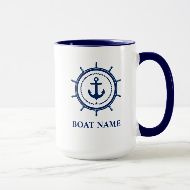 Name des Schiffes Anchor Rope Helm Blue Tasse (Rechts)
