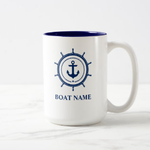 Name des Schiffes Anchor Rope Helm Blue Zweifarbige Tasse