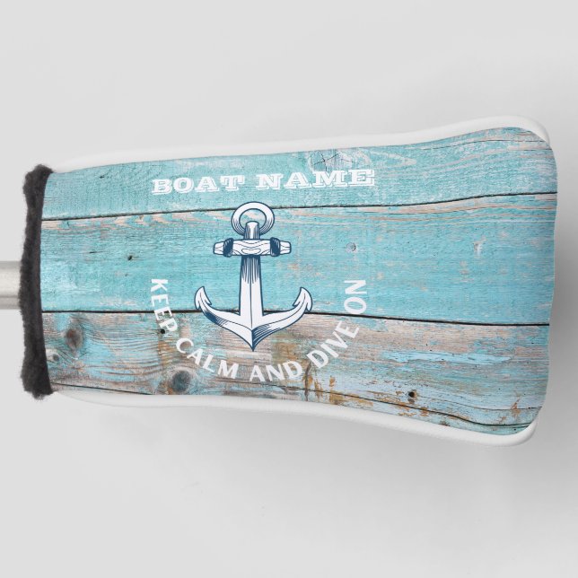 Name des Schiffes Anchor Rustikales Holz Golf Headcover (Vorderseite)