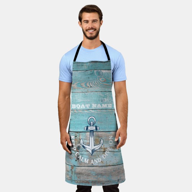 Name des Schiffes Anchor Rustikales Holz Schürze (Getragen)
