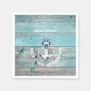 Name des Schiffes Anchor Rustikales Holz Serviette