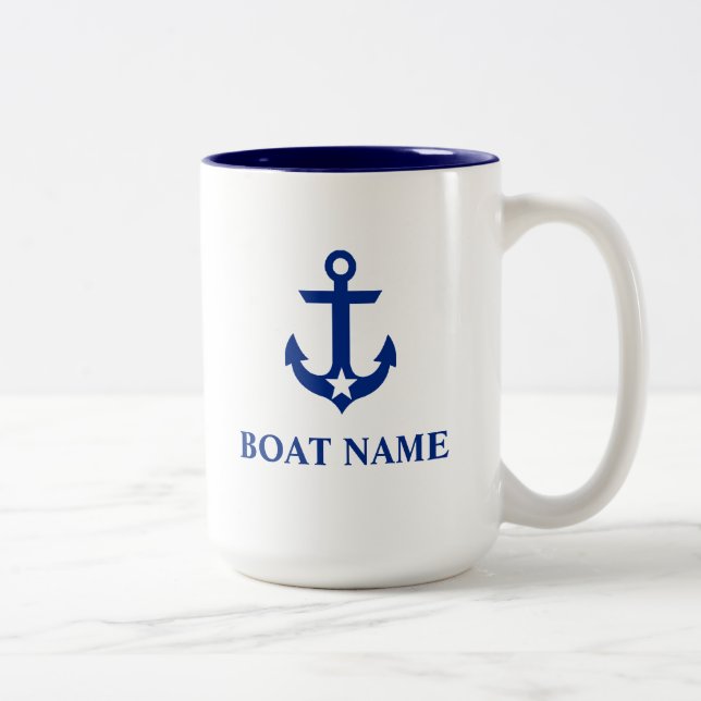 Name des Schiffes Anchor Star Große Zweifarbige Tasse (Rechts)