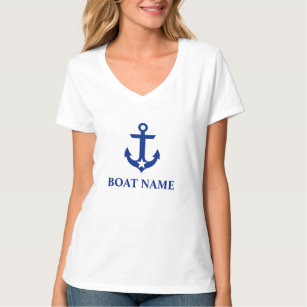 Name des Schiffes Anchor Star White V-Neck T-Shirt