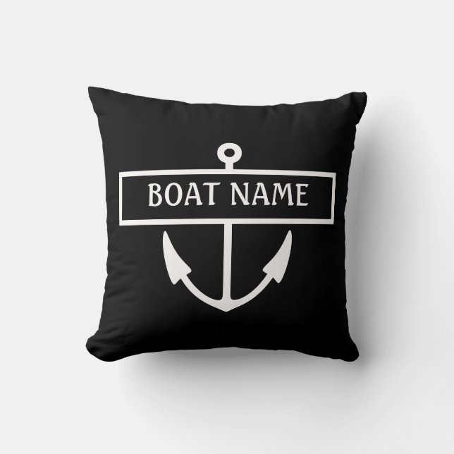 Name des Schiffes Anchor Throw Kissen (Vorderseite)