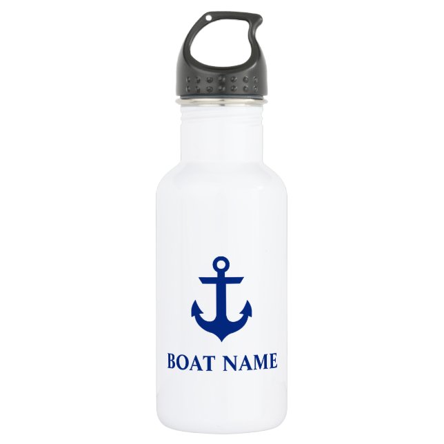 Name des Schiffes Anchor White Trinkflasche (Vorderseite)