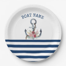 Name des Schiffes, Anker Blume Navy Blue Streifen