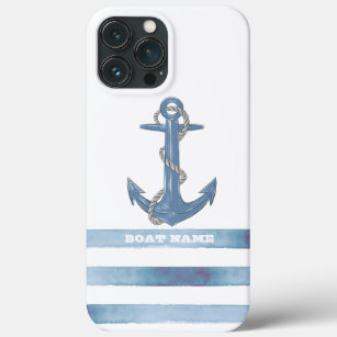 Name des Schiffes, Anker, Seile, Blaue Streifen Case-Mate iPhone Hülle