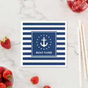 Name des Schiffes Anker Sterne Blaue Streifen Serviette