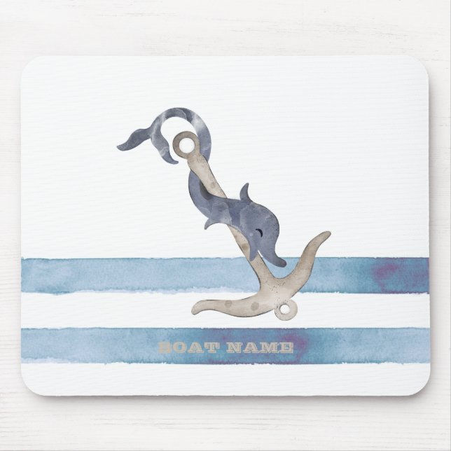 Name des Schiffes, Ankerdolphin Streifen Mousepad (Vorne)