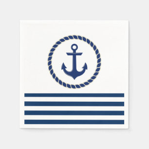 Name des Schiffes, Ankernacht blau gestreift Serviette