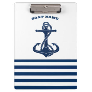Name des Schiffes, Ankernacht Blaue Streifen Klemmbrett