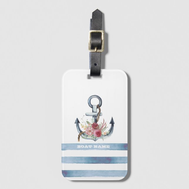 Name des Schiffes, Blume des Ankerbetts Streifen Gepäckanhänger (Vorderseite Vertikal)