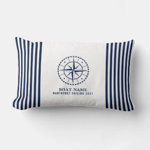 Name des Schiffes Compass Navy Blue Lumbar Pillow Lendenkissen