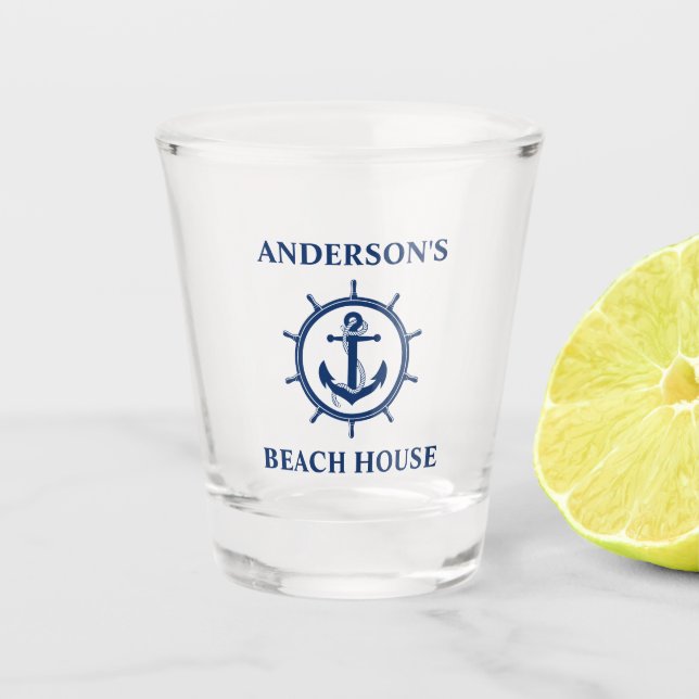 Name des Schiffes des Ankerrads Schnapsglas (Vorderseite)