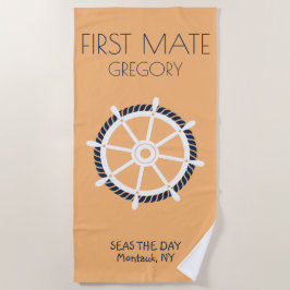 Name des Schiffes des Schiffes "First Mate Nautic" Strandtuch