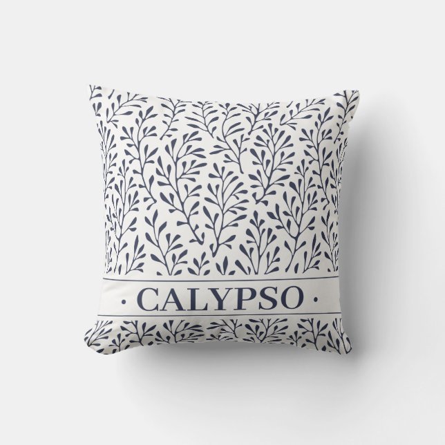 Name des Schiffes. Meeresalgen. Marineblau. Kissen (Vorderseite)