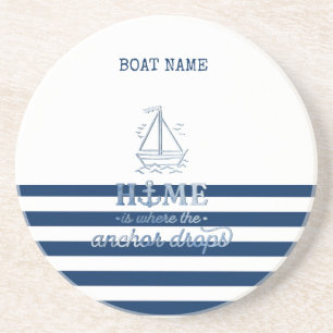 Name des Schiffes,Name des Anchor Sea Marine blau  Getränkeuntersetzer