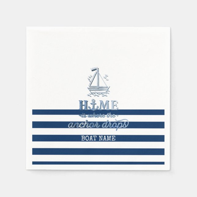 Name des Schiffes,Name des Anchor Sea Marine blau  Serviette (Vorderseite)
