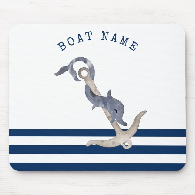 Name des Schiffes, Name des Anchors Delphin Navy B Mousepad (Vorne)