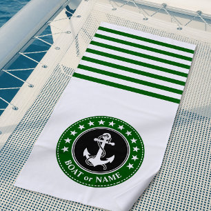 Name des Schiffes Nautic Anchor Stars Forest Green Strandtuch