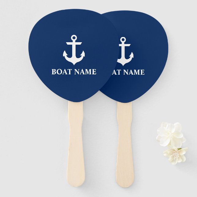 Name des Schiffes Nautic Navy Blue Anchor Fächer (Vorne und Hinten)