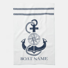 Name des Schiffes Nautic Navy Blue Anchor Geschirrtuch