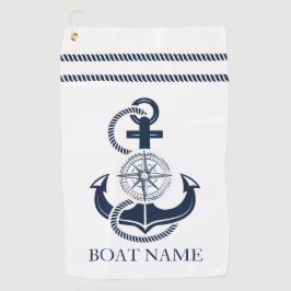 Name des Schiffes Nautic Navy Blue Anchor Golfhandtuch