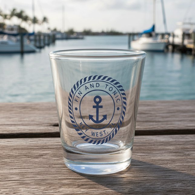 Name des Schiffes Nautic Navy Blue Anchor Schnapsglas (Von Creator hochgeladen)