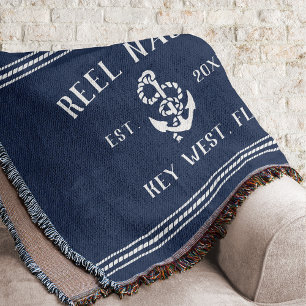 Name des Schiffes Nautic Navy Blue Rustic Anchor Decke