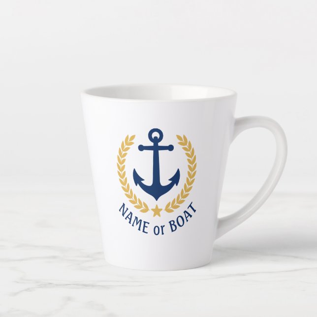 Name des Schiffes Nautical Anchor Gold Laurel Star Milchtasse (Rechts)