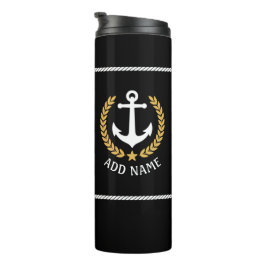 Name des Schiffes Nautical Anchor Gold Style Laure Thermosbecher