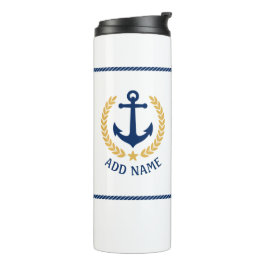 Name des Schiffes Nautical Anchor Gold Style Laure Thermosbecher