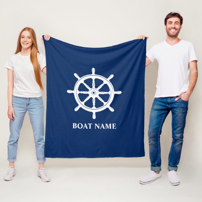 Name des Schiffes Nautical Ships Wheel Helm Navy B Fleecedecke (Beispiel)