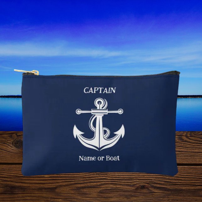 Name des Schiffes Navy Blue Captain Anchor Nautica Zubehörtasche (Von Creator hochgeladen)