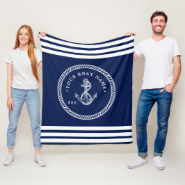 Name des Schiffes Navy Blue & White Fleecedecke